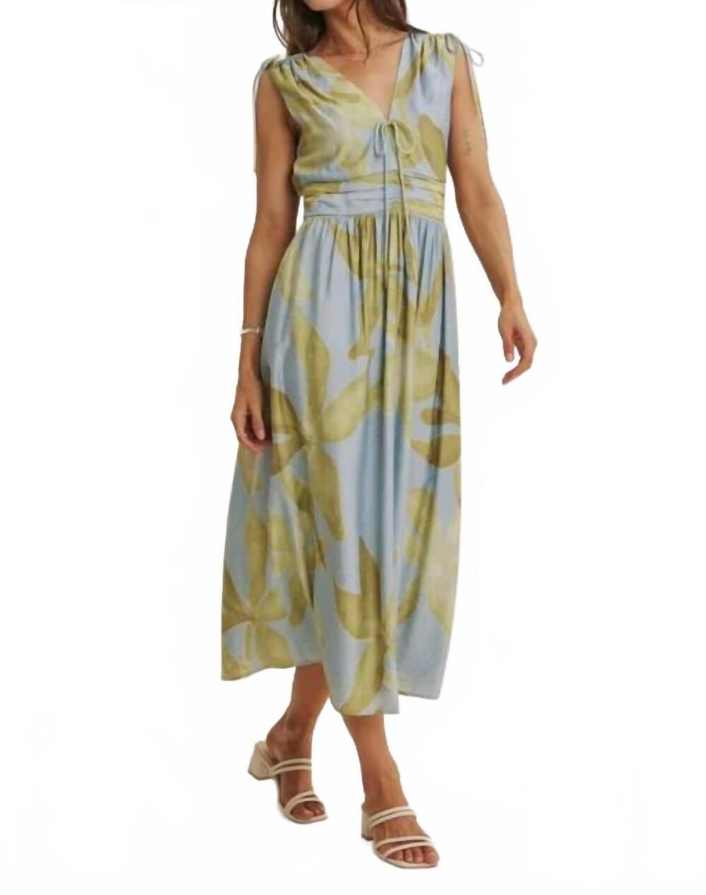 NEW IN FEBRUARY willow shoulder cutout floral midi dress in powder blue light ol